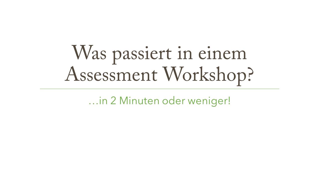 Was passiert in einem Assessment Workshop? ... in 2 Minuten oder weniger!